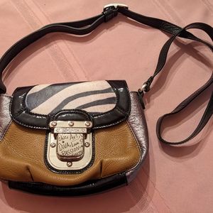 Brighton Shoulder Bag Leather Multi micro purse heart animal print.